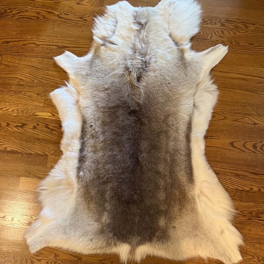 Reindeer hide 47” L
Widest point 36” W